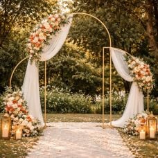 Set 3 structures mariage métal vantaux or – Arche élégante et décor modulable