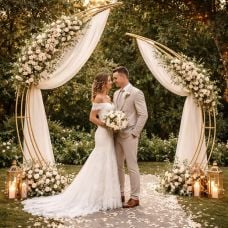 Set 2 structures mariage métal demi-lunes or – Arche élégante et moderne