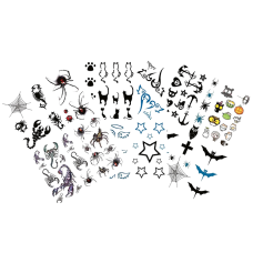 Tatouages Temporaires Halloween 3D - 8 Pièces Avec Chauves-souris Et Araignées, Imperméables, Pour Visage Et Corps
