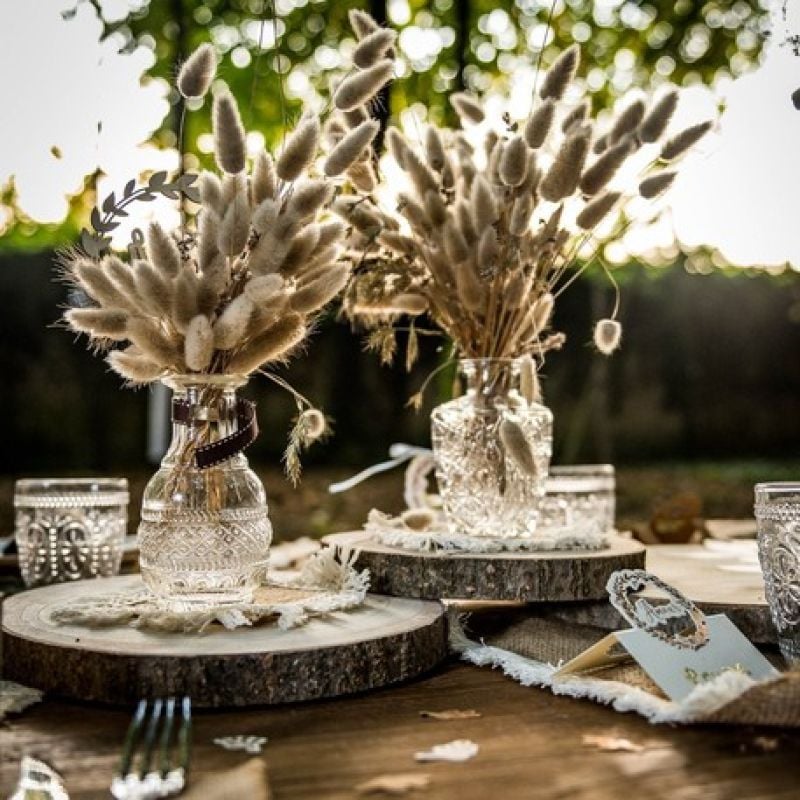 Lot 36 Porte-Numéros Table Bois Blanc Semi-Circulaire – Mariage, Banquet, Anniversaire