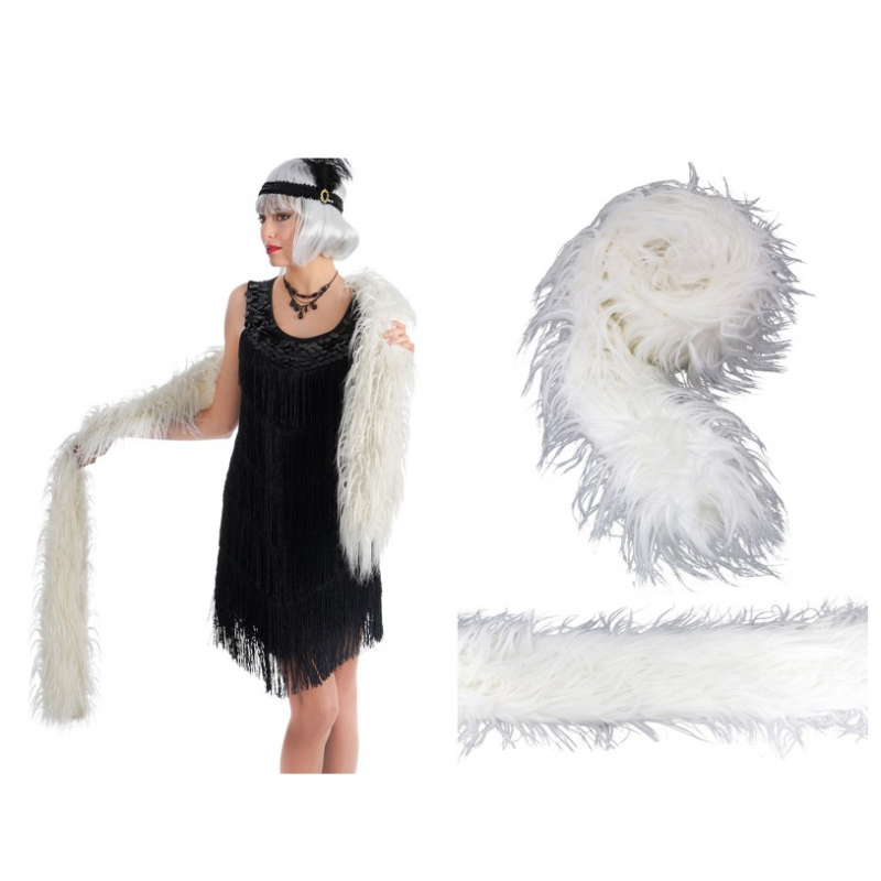 Boa En Plumes Blanches 200 Cm – écharpe Chic Pour Carnaval, Soirée Costumée, Mariage, Ange De Noël – Accessoire Glamour