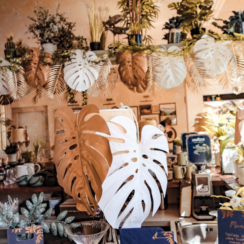 Feuille de Monstera Blanche pour Dcoration de Salle - Badaboum