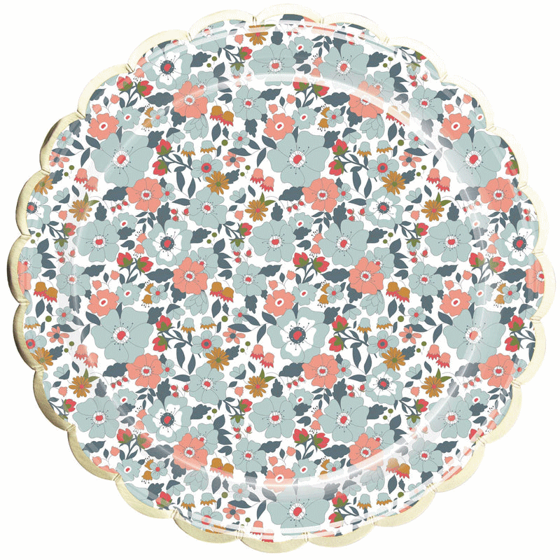 Lot de 100 assiettes jetables en papier blanc et doré à pois en