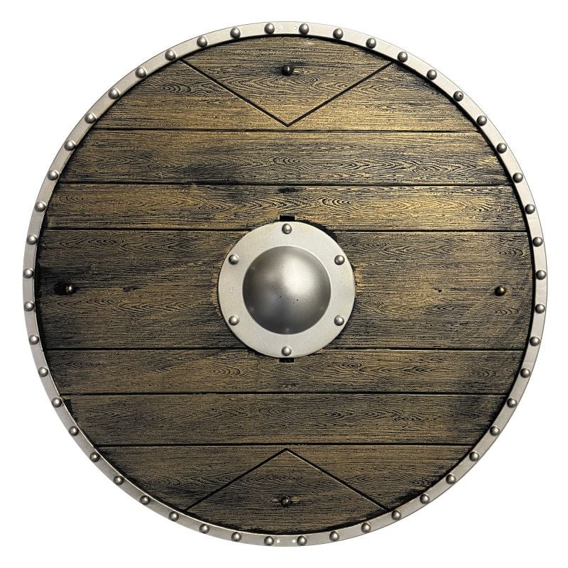 Bouclier Rond Médiéval – Décoration Murale, Style Traditionnel, Aluminium Brun, 30x30 Cm