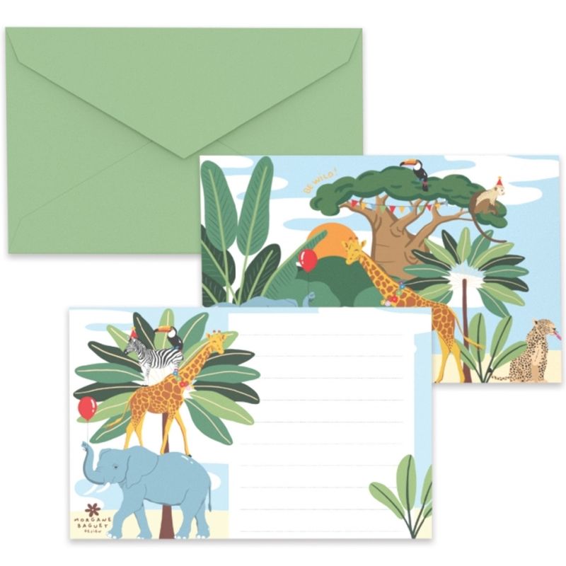 Cartes D'invitation Anniversaire Animaux (éléphant, Zèbre) – Lot De 5 Ou 12 – Référence 275 – Fabriqué En France