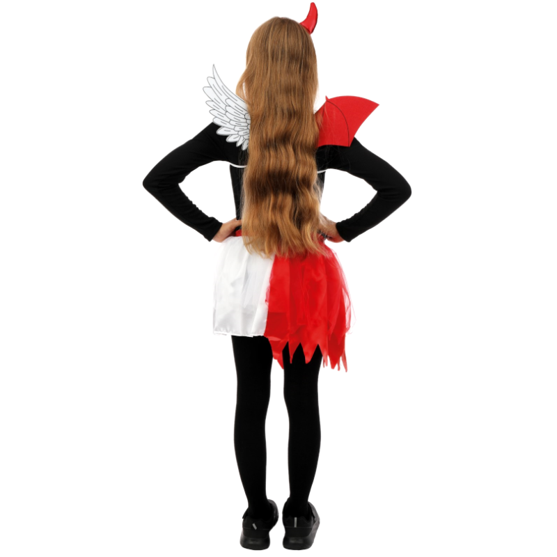 Costume D'Ange Et Démon Vamei Pour Enfant, Ailes Noires, Bandeau Corne, Baguette, Jupe Tutu, Halloween Carnaval, Taille 60 Cm