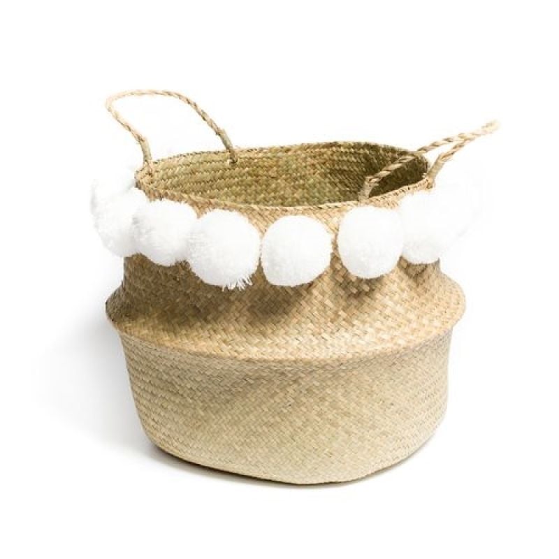 Panier de rangement ovale blanc en corde de coton tissé de style nordique • Le palais du rotin Panier de rangement ovale blanc en corde de coton tissé de style nordique • Le palais du rotin