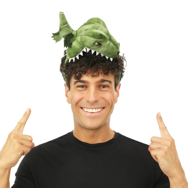 Filteilect Serre-tête dinosaure pour costume de fête d'enfants, accessoire en feutre et plastique pour anniversaire ou événements à thème (F