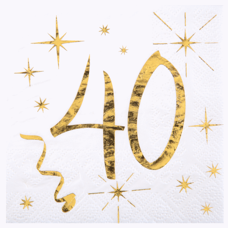 Lucktao 40 Serviettes De Table Noir Et Or Pour 18e Anniversaire - Décoration Festive Garçon Fille, Joyeux Anniversaire 33x33 Cm