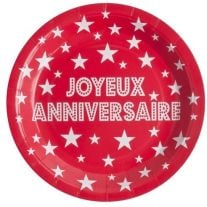 Urne Joyeux Anniversaire Rouge en carton 20x20x20cm