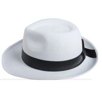 Chapeau Feutre Sanglant Blanc Adulte, accessoire de deguisement pas cher -  Badaboum