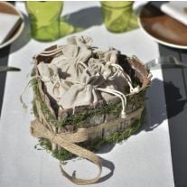 Ruban de table mousse sur jute, decoration mariage - Badaboum