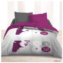 Couette imprimée double face 240x260 cm Gomettes Rose - Cdiscount Maison