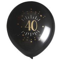 6 Ballons noir et doré imprimé 40 ans