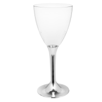 Verre à pied en plastique 15 cl, verre à vin transparent pour buffet,  mariage, traiteur.