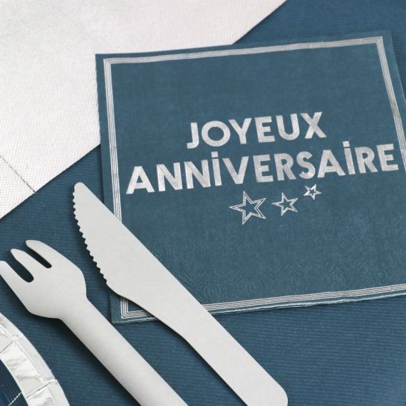 20 Serviettes papier 33 x 33 cm Anniversaire vert - Vaisselle jetable  discount