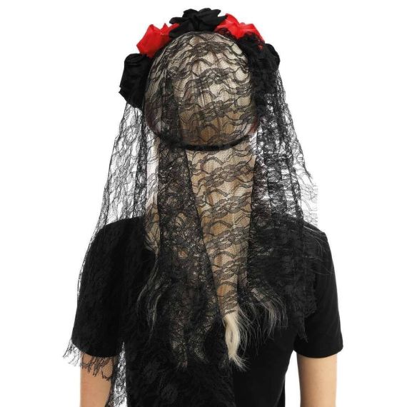 Masque Halloween Dentelle Noire Avec Voile - Bandeau Ajustable Pour Femme/fille - Accessoire Cosplay, Fête, Mascarade - Style élégant Gothique