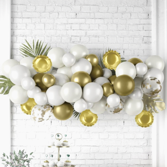 Ballons latex Mariage blanc et or pas chers