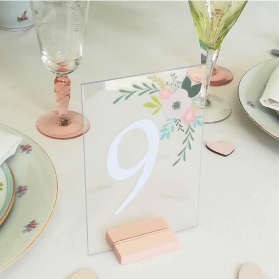 Marque table mariage plexiglas transparent - Rond