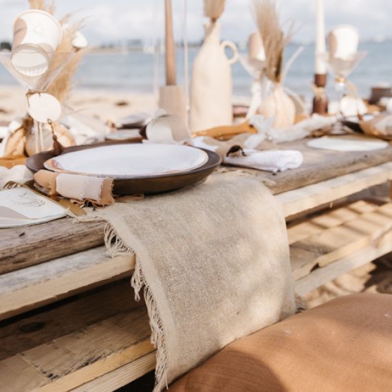 Chemin De Table Nordique Double Face En Coton/lin - 183x33 Cm, Pompons, Décoration Mariage Ou Maison