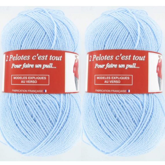 Grosse pelote de laine Bleu Ciel x2, tricot laine - Badaboum