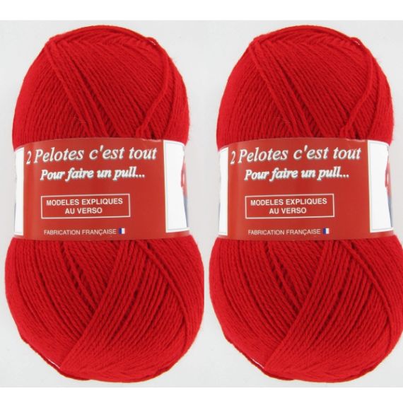 Grosse pelote de laine Rouge x2, tricot laine Badaboum
