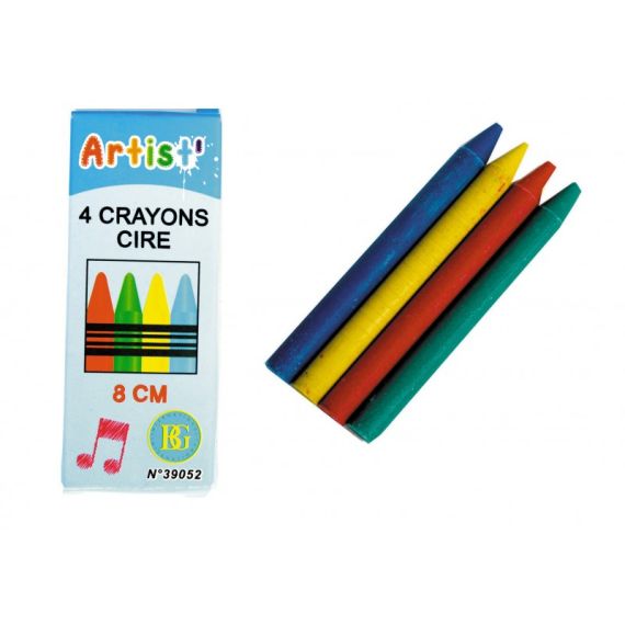 4 Crayons de Cire 8 cm, accessoires de fêtes, enfant