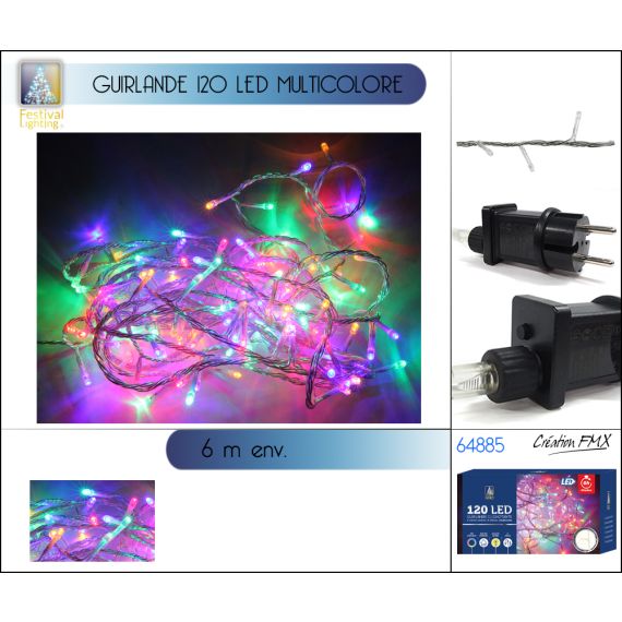 Guirlande lumineuse 120 LED Multicolore, deco Noel - Badaboum