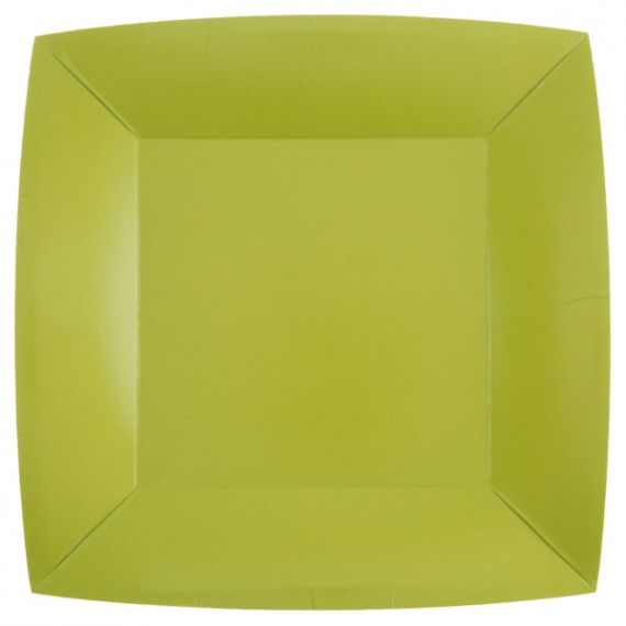 Assiette carton ronde Verte 23 cm, vaisselle jetable - Badaboum