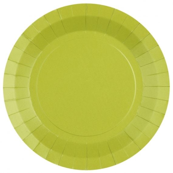 Assiette carton ronde Verte 23 cm, vaisselle jetable - Badaboum