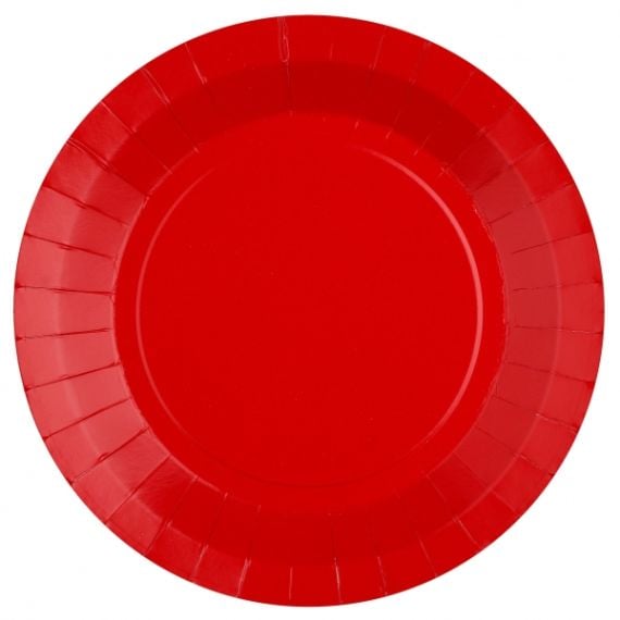 Assiette carton Rouge 23 cm, vaisselle jetable pas cher - Badaboum