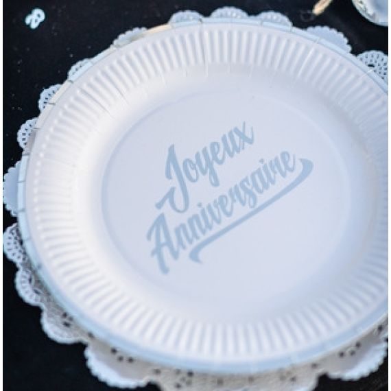 10 Assiettes jetables anniversaire argent - Dragées Anahita