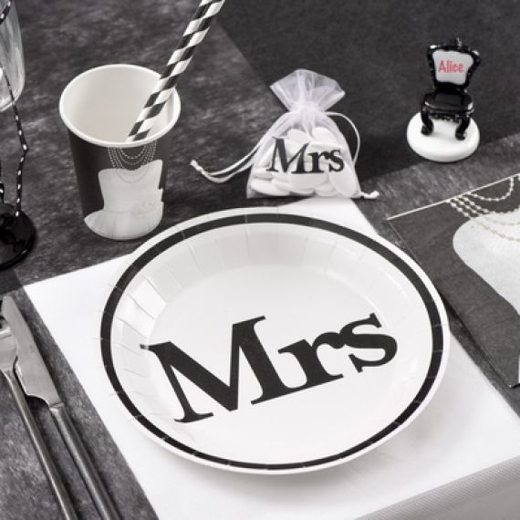 Assiette en carton Just Married 23cm, vaisselle jetable pas cher - Badaboum