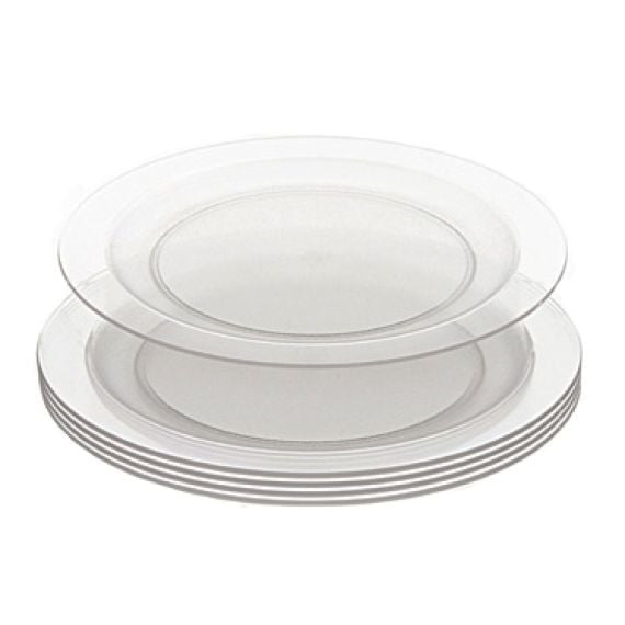 Assiette en plastique tranparente reutilisable, vaisselle jetable pas cher  - Badaboum