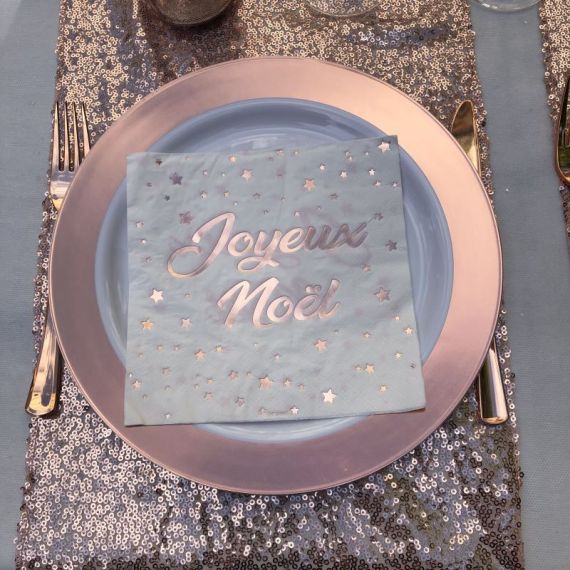 Lot de 6 assiettes en verre avec perle Rose Gold