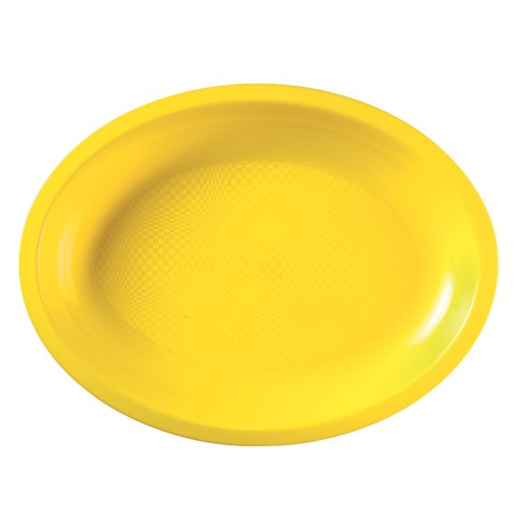 Assiette plastique Ovale Jaune - vaisselle jetable - Badaboum