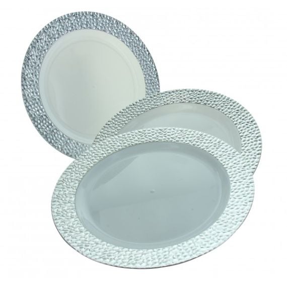 Dessous d'Assiette Plastique Rond Argenté 30 cm (5 Utés)