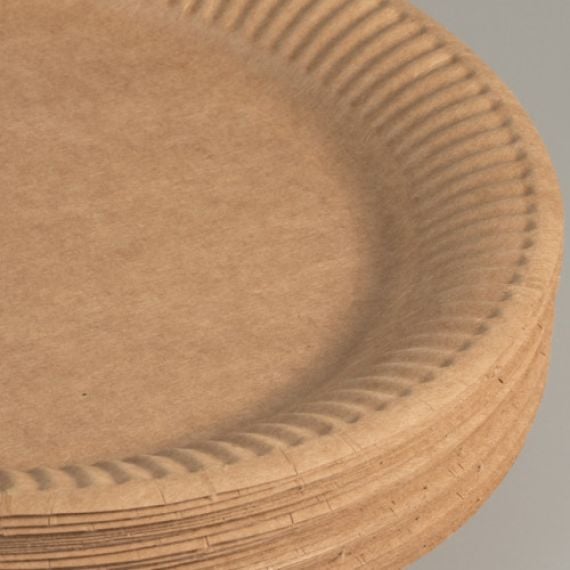 50 Assiettes en carton kraft naturel 23cm, vaisselle jetable - Badaboum