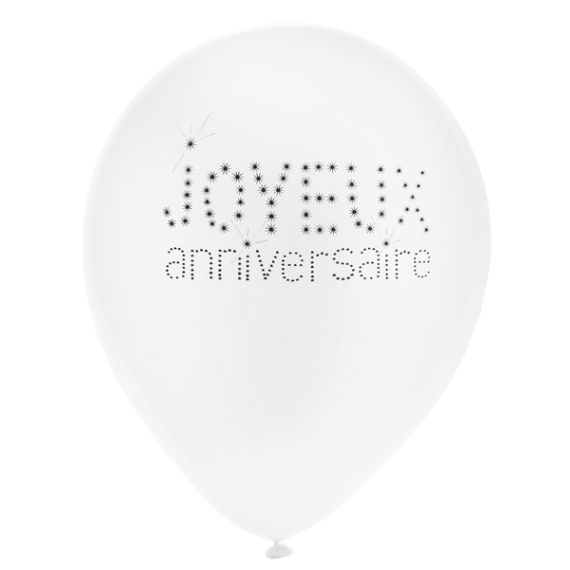 Décoration de salle anniversaire, ballons latex 50 ans blanc et or