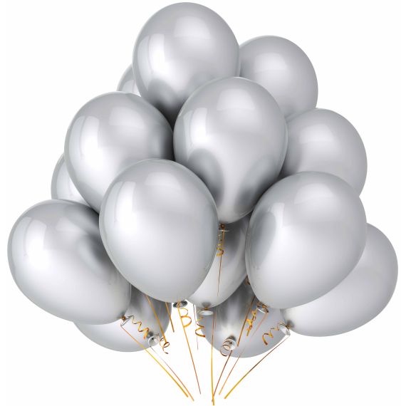 Ballon gonflable nacré Argent 36cm x 50 pièces, Ballons pas cher