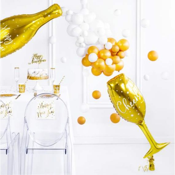 Ballon mylar Flute Champagne Or, Ballon gonflable mariage - Badaboum