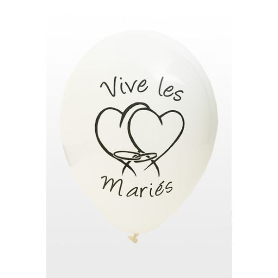 Lot de 10 ballons blancs « Vive les mariés » 28 cm Décoration de