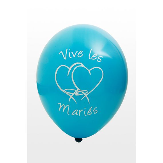 Ballons gonflables vive les mariés Bleu turquoise x8 - Badaboum