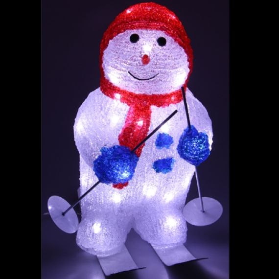 Bonhomme de neige lumineux acrylique sur Ski, decoration de noel