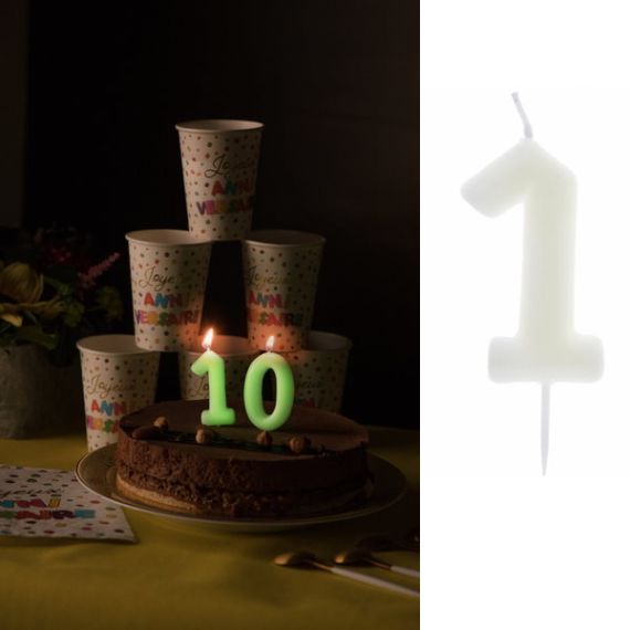 Bougie chiffre avec feuillage - Décoration gateau anniversaire