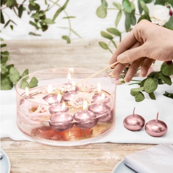 Bougie flottante Rose gold, bougies mariage pas cher - Badaboum