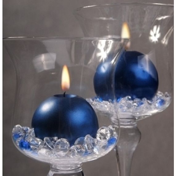 Bougie mariage boule Bleu marine 6cm, deco table mariage - Badaboum