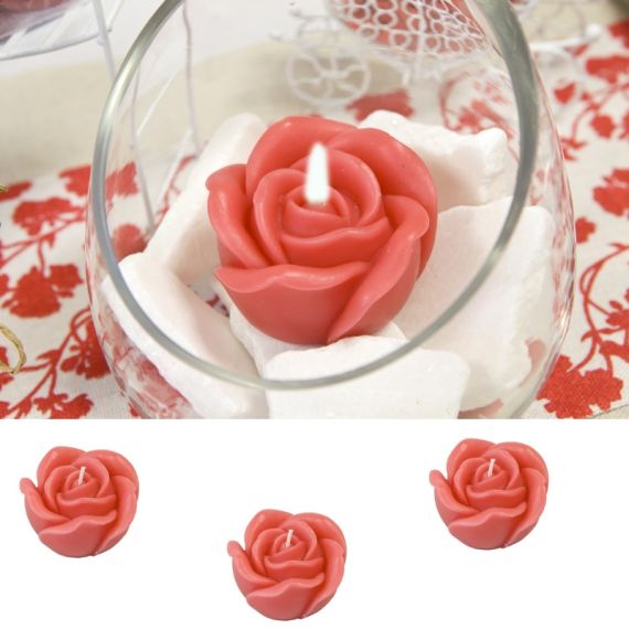 Set de 3 Bougies Roses Rouges Romantiques sur Rapid Cadeau