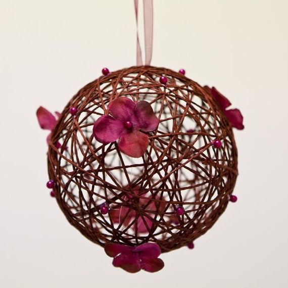 Boule pompon papier de soie rose 25cm, decoration mariage - Badaboum