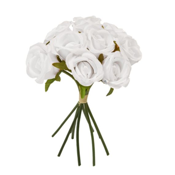 Bouquet de 9 Roses Blanches, fleurs mariage pas cher - Badaboum